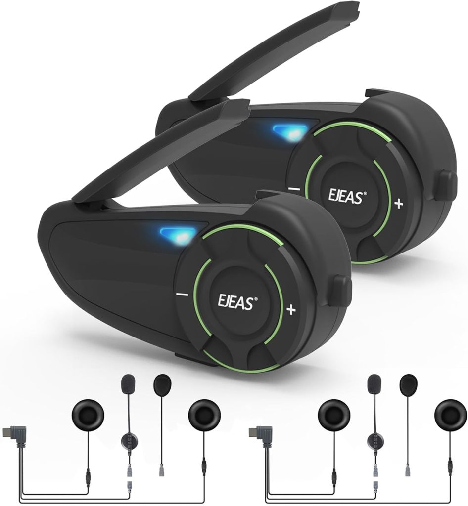 EJEAS Q8 Mesh 3.0 Group Intercom Communication System, Motorcycle Helmet Bluetooth 5.1 Headset with CVC Noise Reduction and Music Sharing for 6 People Full Duplex Talking at The Same Time(2 Pack)