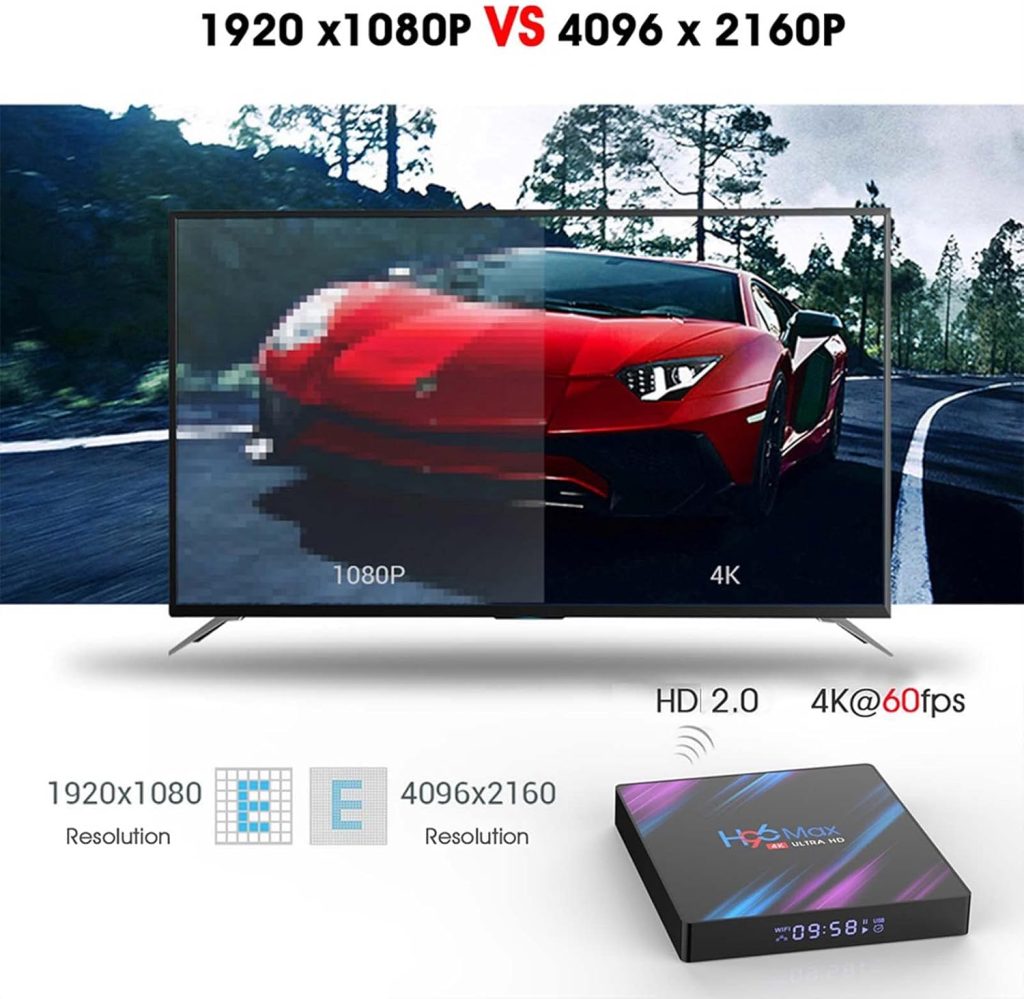 JIEMEIMEI H96 Max TV Box Android 9.0 4GB Ram 64GB ROM Rk3318 Quad Core Bluetooth 4.2 WiFi 2.4G And 5g Ethernet 1usb 3.0 And 1usb 2.0 Set Top Box Supports 4K Ultra HD(Color:2GB+16GB)