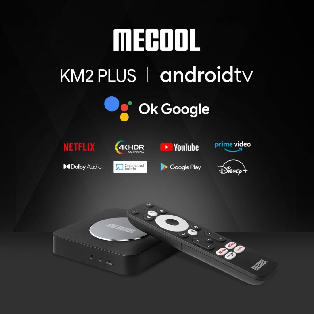 MECOOL KM2 Plus Smart Box Android TV 11 Streaming Media Player, 4K Ultra HD Streaming Device con Google Voice Assistant, Netflix Prime Video integrado, WiFi 5 con Bluetooth 5.0