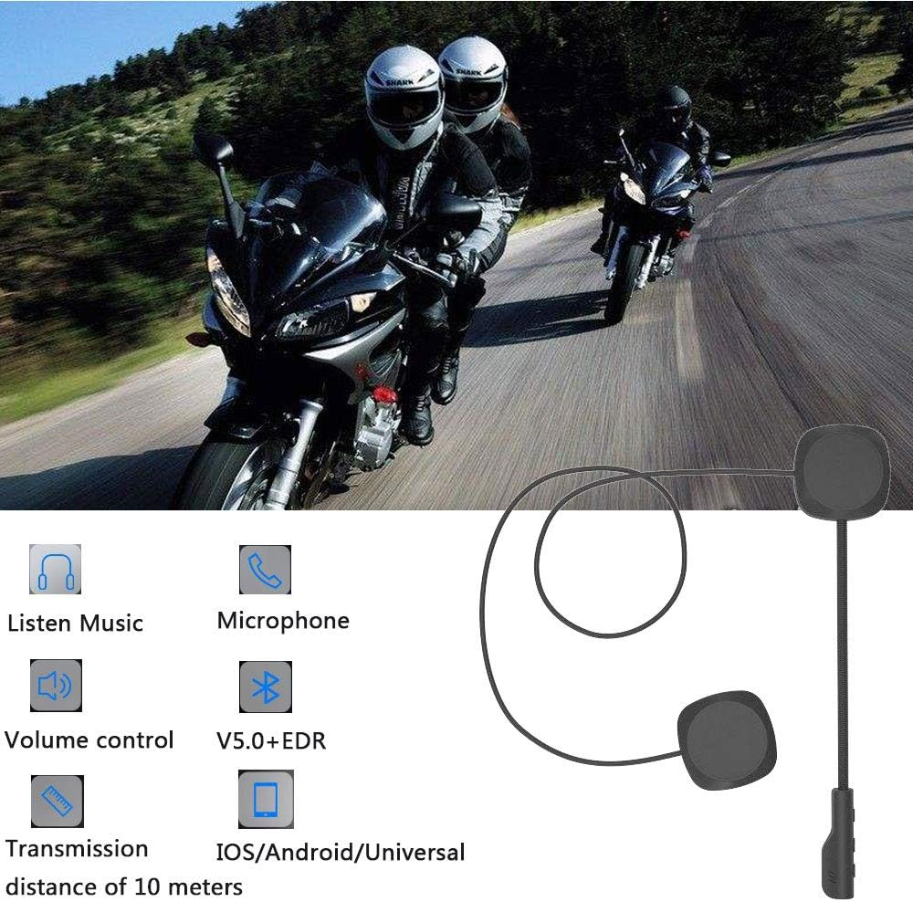 MEETOZ Motorcycle Helmet Bluetooth Headset, 5.0 Moto Helmet Headset Wireless Handsfree Stereo Earphone Motorcycle Helmet, Wireless Helmet Communication Systems For Motor Motorbike