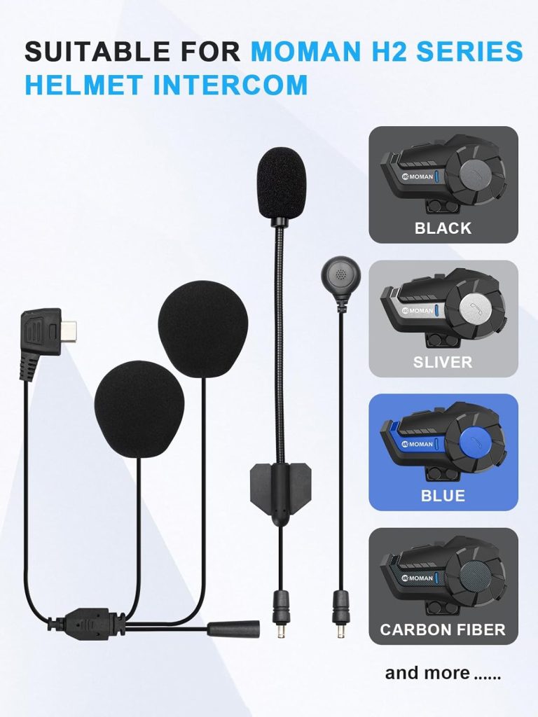 Moman Interchangeable Hard Mic and Soft Mic Speakers with Clip only H2 Series Communication Systems Accessories Kit Motorcycles Intercom Headset H2