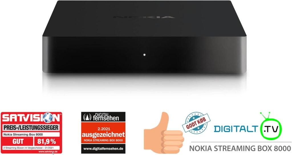 Nokia Streaming Box 8000, Android TV (Chromecast, HDMI, Netflix, Prime Video, Disney+)