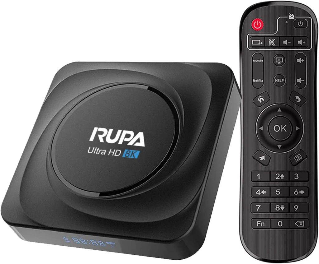 RUPA Android TV Box, Smart TV Box Android 11.0 8GB RAM 128GB ROM RK3566 Quad Core Cortex-A53 CPU Support 2.4G/5G WiFi BT 4.0 USB 3.0 1000M Ethernet 3D 8K 6K 4K HD Media Box