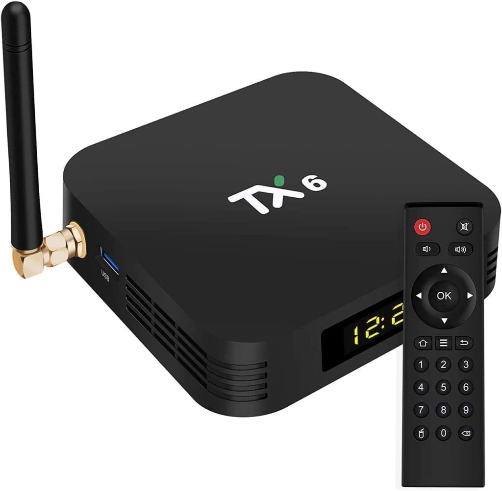 Smart TV Box, Android 10.0 TV Box TX6 Android TV Box 4GB DDR3 32GB EMMC Dual Wifi 2.4G Quad Core 3D 4K Ultra HD H.265 USB3.0