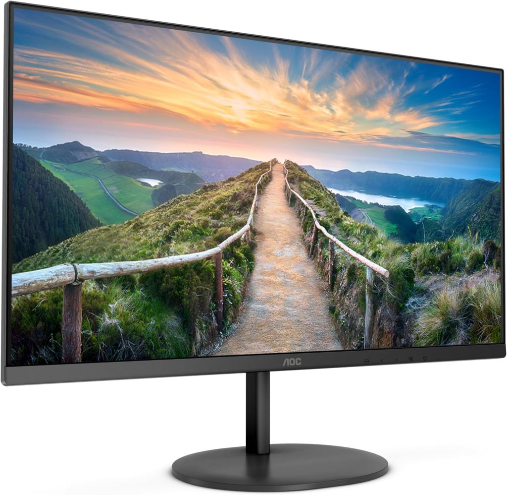 AOC U27V4EA - 27 Inch 4K UHD Monitor, 60Hz, 4ms, IPS, Adaptive Sync, Speakers, FlickerFree (3840x2160 @ 60Hz, 350cd/m², HDMI 2.0 x 2, DisplayPort 1.2 x 1), black