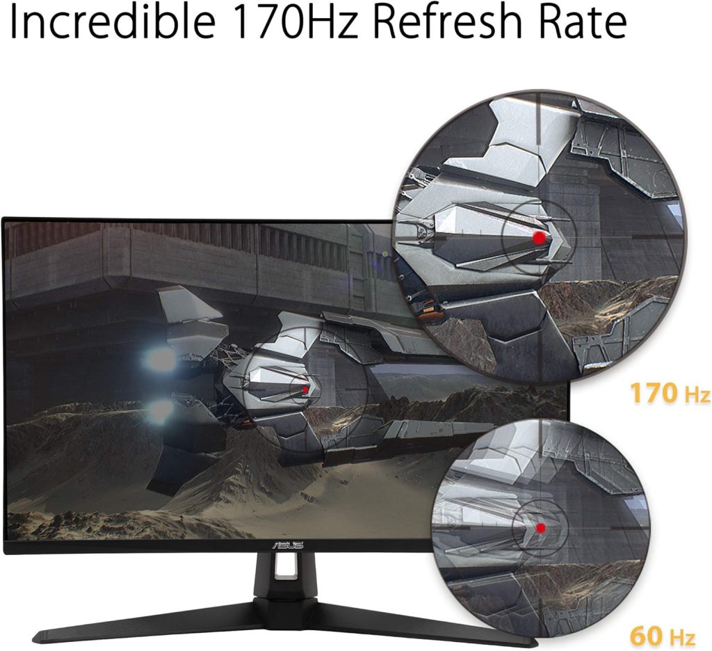 ASUS TUF Gaming 27 2K HDR Monitor (VG27AQ1A) - WQHD (2560 x 1440), IPS, 170Hz (Supports 144Hz), 1ms, Extreme Low Motion Blur, Speaker, G-SYNC Compatible, VESA Mountable, DisplayPort, HDMI