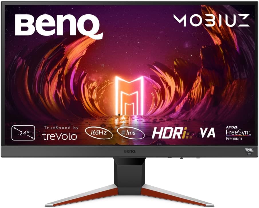 BenQ MOBIUZ EX240N 24“ FHD HDRi VA Gaming Monitor, 1920x1080, 165Hz (Supports 144Hz), 1ms MPRT, AMD FreeSync Premium, Built-in Speakers, Eye-care, Bezel-less