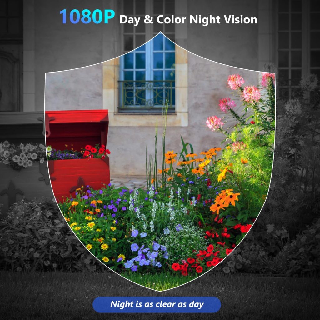 Cameras for Home Security, 1080P Color Night Vision Motion Detection 2-Way Talk Security Cameras Wireless Outdoor, Waterproof Spotlight Siren Alarm Cloud/SD Storage Battery Powered WiFi Indoor Camera