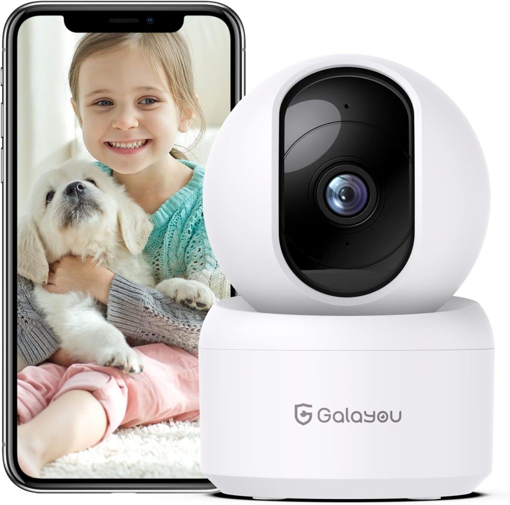 GALAYOU 2K WiFi Pet Camera, Home Security Camera Indoor for Dog, Cat, Baby Monitor Camera, 360° Wireless Camera,Motion Tracking, Night Vision, 2-Way Audio, Works with AlexaGoogle Home G2