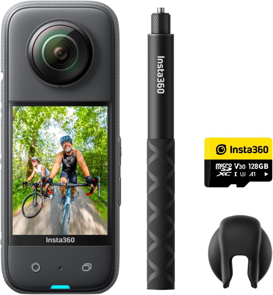 Insta360 X3 Vlog Bundle - Waterproof 360 Action Camera with 1/2 48MP Sensors, 5.7K 360 Active HDR Video, 72MP 360 Photo, 4K Single-Lens, 60fps Me Mode, Stabilization, 2.29 Touchscreen