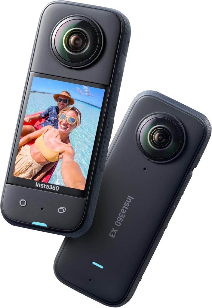 Insta360 X3 Waterproof Action Camera - 5.7K 360, 72MP Photos, Stabilization, Touch Screen, AI Editing, Streaming, Webcam, Voice Control, 64GB Card