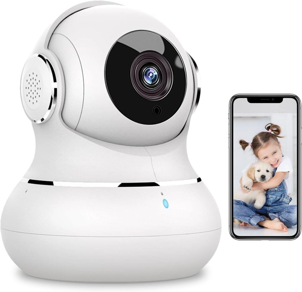 Littleelf Security Camera Indoor, 2K Pet Dog Cameras House Security with APP, Baby Monitor with Motion/Crying Detection, WiFi Camera with 2-Way Audio, 360°Home Security Cameras works with Alexa