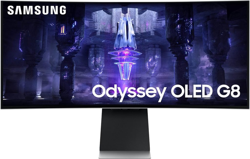 Samsung Odyssey G8 LS34BG850SUXXU Curved OLED 34 UWQHD Smart Gaming Monitor - 0.1ms, 175Hz, HDMI 2.1, Full Smart Platform, Speakers