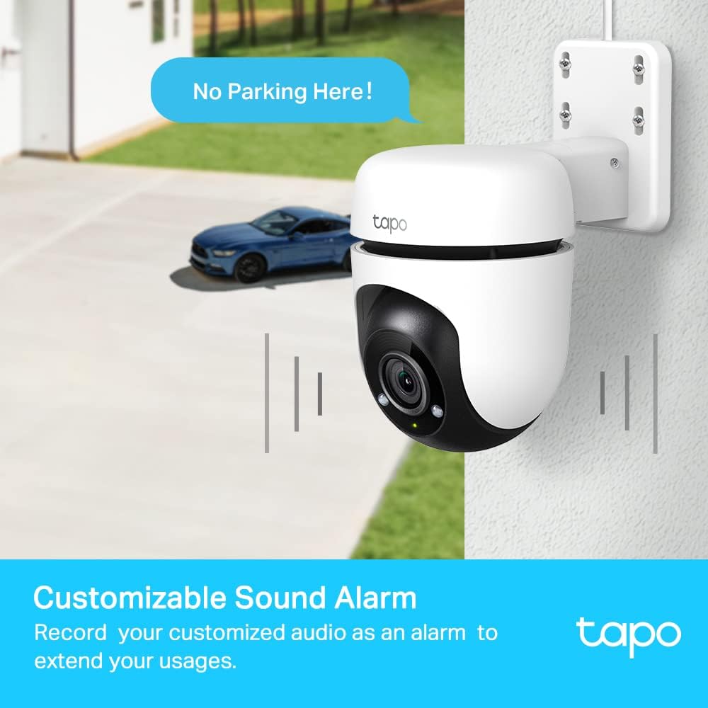 Tapo 1080p Full HD Pan/Tilt Wireless Outdoor Security Camera, 360° Motion Detection, IP65 Weatherproof, Night Vision, Cloud SD Card Storage, Works with AlexaGoogle Home (Tapo C500) White