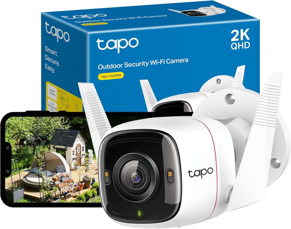 Tapo 2K QHD Wireless Outdoor Security Camera, IP66 Weatherproof, Motion Detection, Starlight, Built-in Siren, 4MP, Colour Night Vision, CloudSD Card Storage, (Tapo C320WS),Packaging may vary