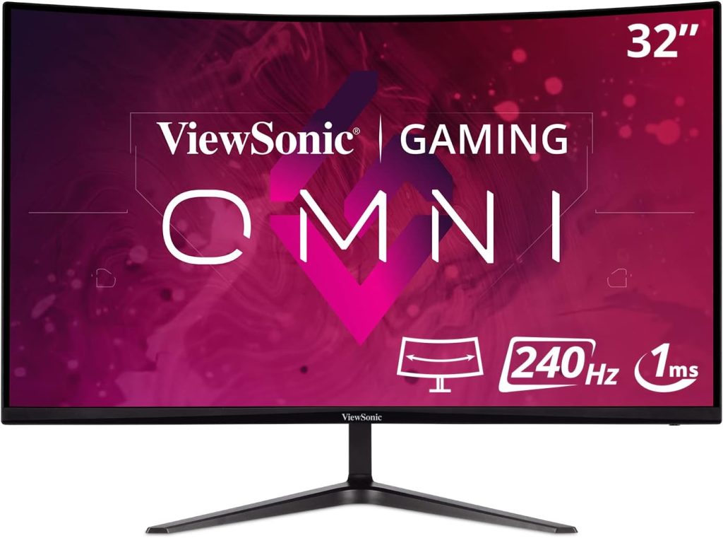 ViewSonic VX3219-PC-MHD 32-inch 1080p HD Curved Gaming Monitor, 240Hz, 1ms, Adaptive Sync, Dual Integrated Speakers, 2x HDMI, DisplayPort