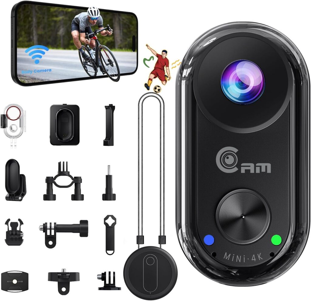 4K Mini Body Camera, Magnetic Thumb Action Cam with 6-Axis EIS